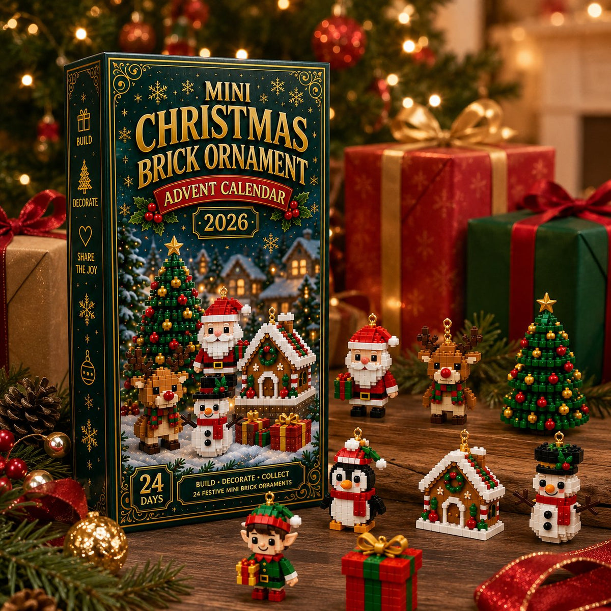 ⏳ Last day to save 40% – 🎄 24-Day Mini Christmas Ornament Advent Calendar | 24 unique festive buildable designs with hanging loops—perfect for decorating Christmas trees, wreaths, and holiday displays 🧱