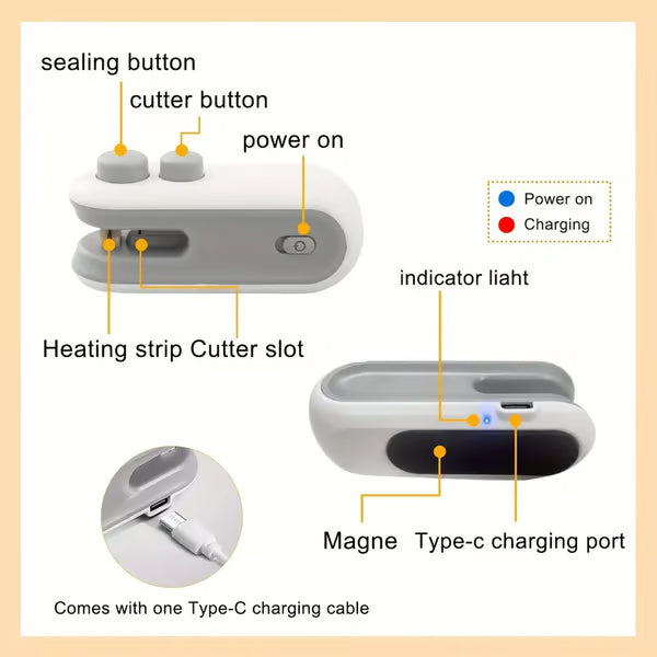 ⏳Mini Bag Sealer with Cutter and Magnet-Devareon®