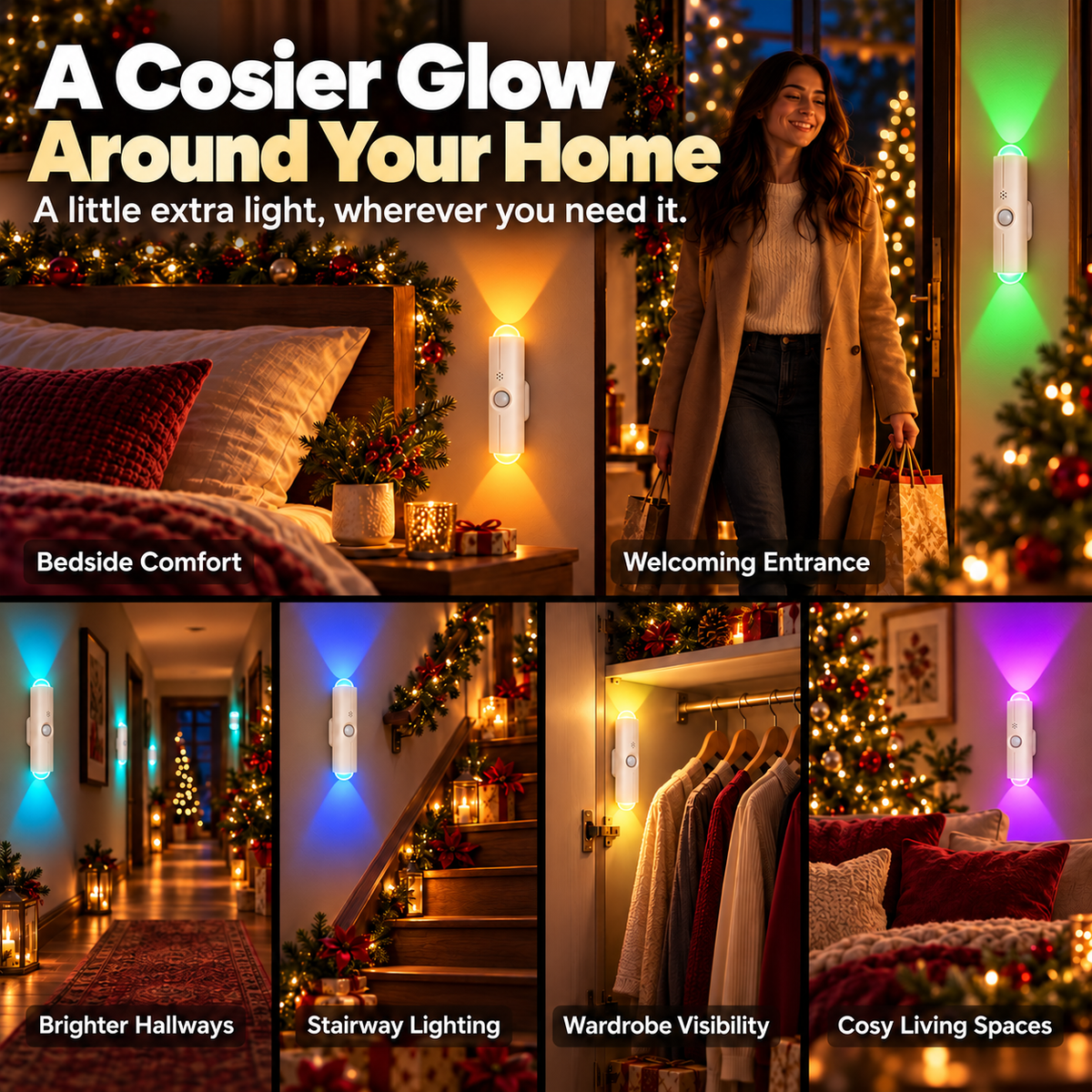 🎁🎄 Christmas RGB Mood Light – 7 Colours to Turn Your Home into Your Personal Sanctuary | Rechargeable & Motion Activated | Devareon®