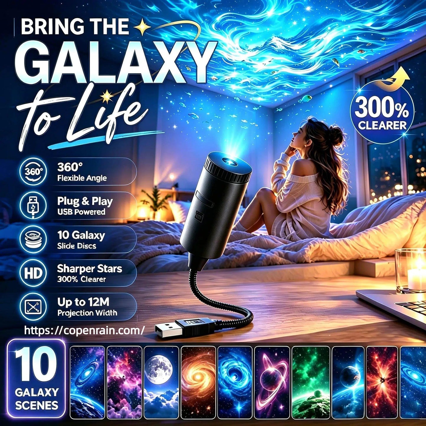 Devareon® 🥳Plug-and-Play HD Galaxy & Ocean Projector Night Light🥳50,000+ Happy Users