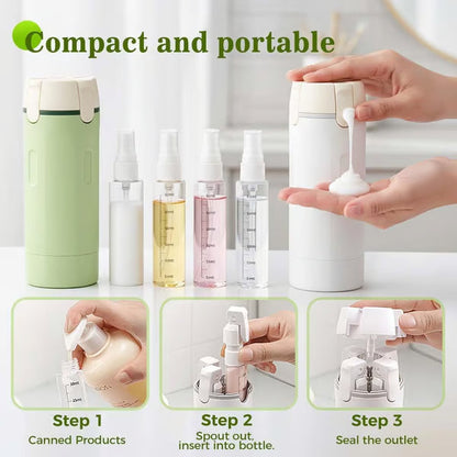 Devareon®🧴4-in-1 Refillable Travel Dispenser Bottles – Compact, Leak-Proof, and Convenient for On-the-Go Essentials