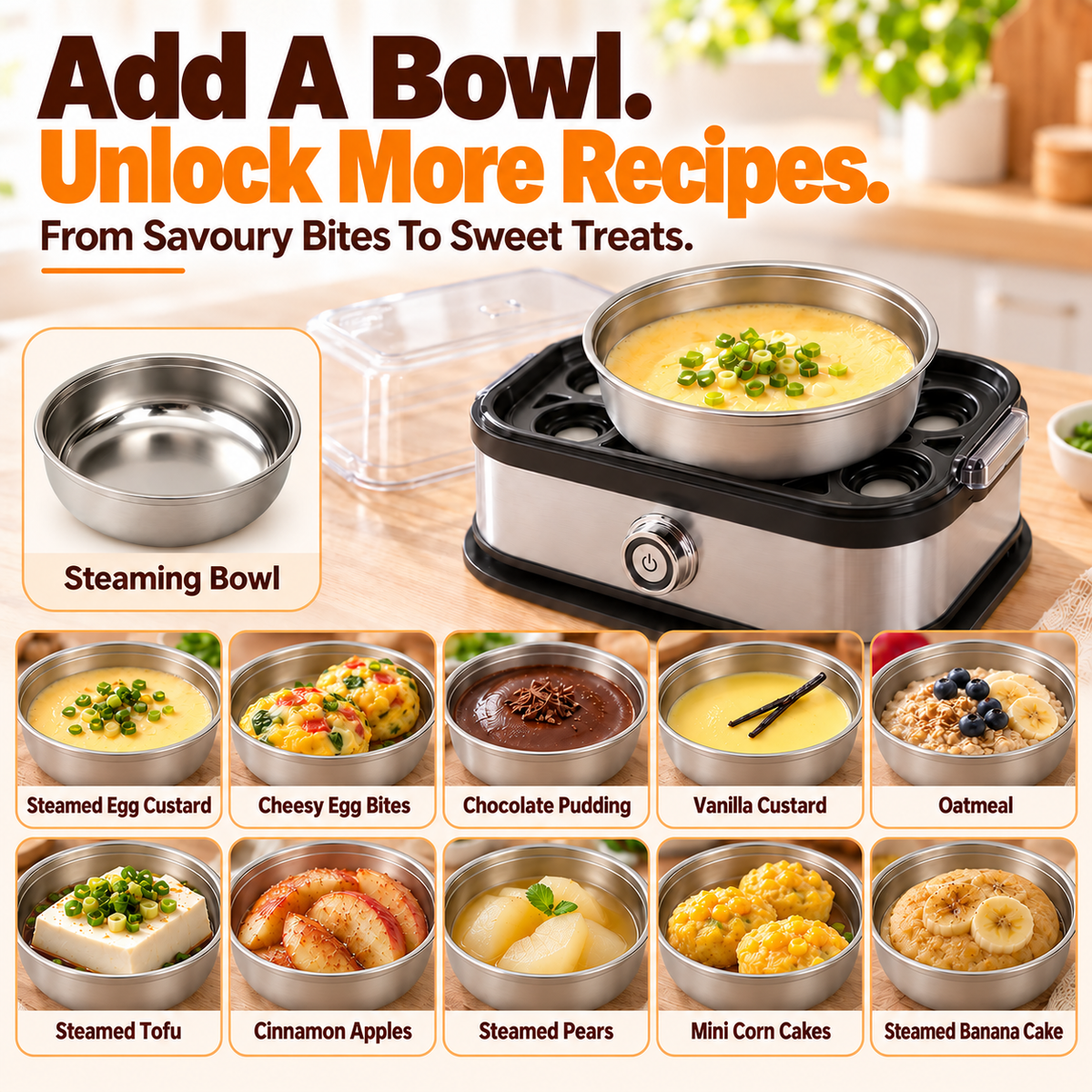 🔥2026 Hot Products🎁Multifunctional Egg Steamer with Clear Lid | Add a Steaming Bowl for More Delicious Possibilities! | Devareon®