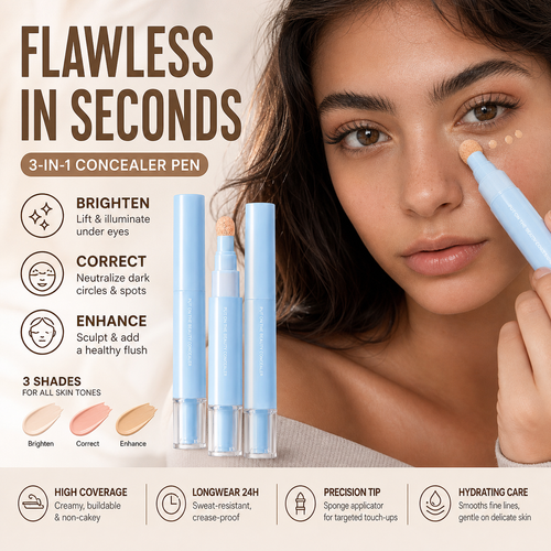 🎉 40% OFF 💙 Multipurpose Concealer Pen – Covers Dark Circles, Blemishes & Acne Marks for a Smooth, Natural-Looking Finish | Devareon®