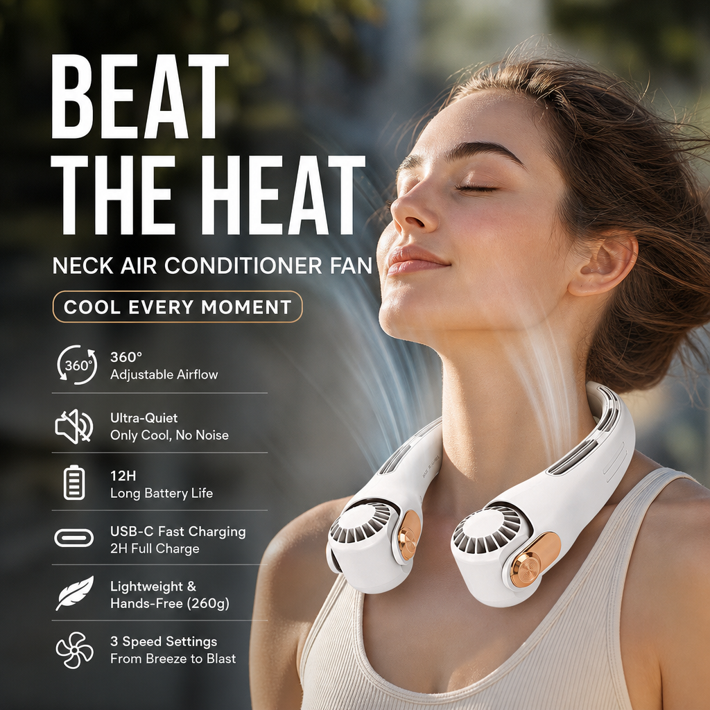 Devareon® 🥳2026 HOT SALE🥳💞50K+ SOLD!🍃 Neck Air Conditioner Fan – Ultra‑quiet, 360° rotating, 3 speeds. Hands‑free cooling, long battery. Summer essential! 😎🌬️