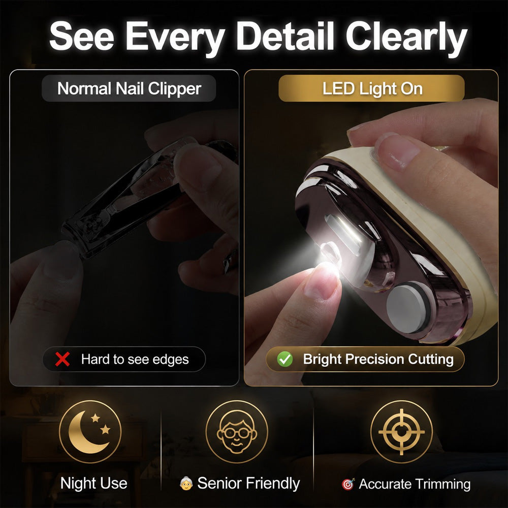 🔥Limited Time Hot Sale 40% OFF✂️ 2-in-1 Electric Nail Clipper with LED Light 💡 — Safe Automatic Nail Trimmer for Seniors, Kids & Family Nail Care 👨‍👩‍👧💎 — Devareon