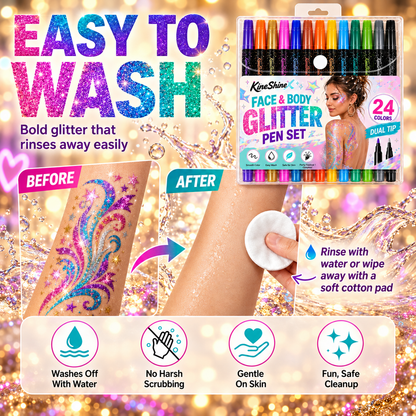 🎉NEW FOR 2026! 🎁24-Color Face & Body Glitter Marker Set with Dual Tips🎨DIY Halloween & Christmas Looks 🎊 | Devareon®