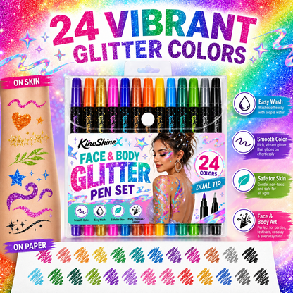 🎉NEW FOR 2026! 🎁24-Color Face & Body Glitter Marker Set with Dual Tips🎨DIY Halloween & Christmas Looks 🎊 | Devareon®