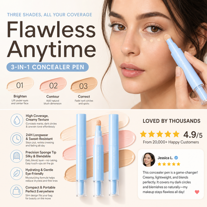 🎉 40% OFF 💙 Multipurpose Concealer Pen – Covers Dark Circles, Blemishes & Acne Marks for a Smooth, Natural-Looking Finish | Devareon®