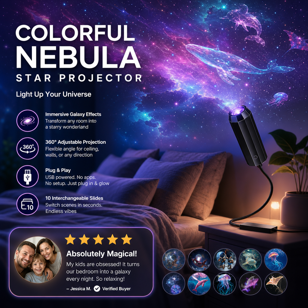 Devareon® ✨ ✨Plug-and-Play HD Galaxy & Ocean Projector Night Light🥳50,000+ Happy Users