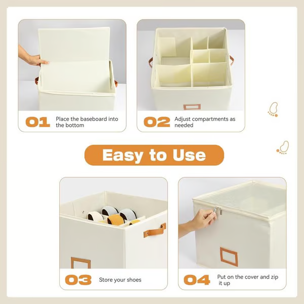 Devareon®🔥Oxford Fabric Foldable Design Shoe Organizer, Storage Box