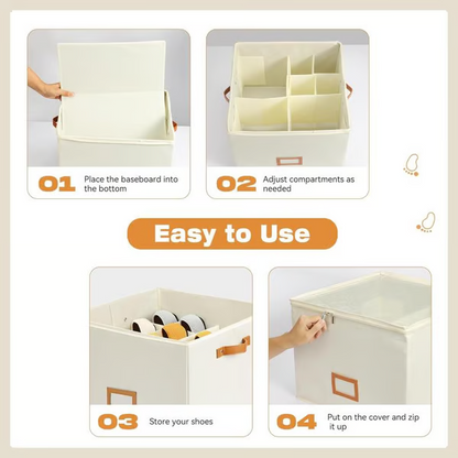 Devareon®🔥Oxford Fabric Foldable Design Shoe Organizer, Storage Box