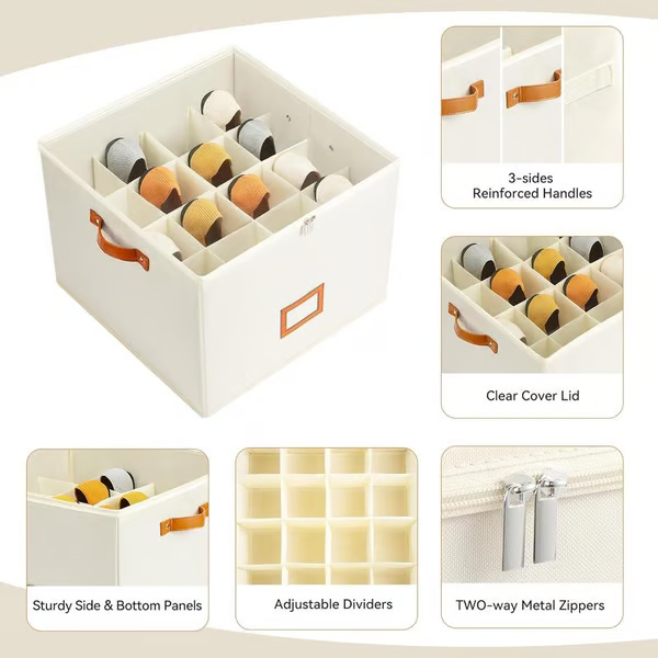 Devareon®🔥Oxford Fabric Foldable Design Shoe Organizer, Storage Box