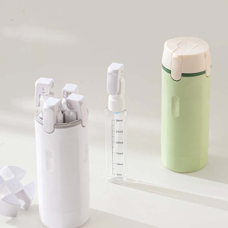 Devareon®🧴4-in-1 Refillable Travel Dispenser Bottles – Compact, Leak-Proof, and Convenient for On-the-Go Essentials