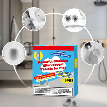 🔥40% OFF ❤️Powerful Cleaning Effervescent Tablets for Pipe🫧, Fast Dissolve Hair Grease Clogs✨, Deodorizing Antibacterial Pipe Cleaner for Sink Toilet Floor Drain🏠 — Devareon®