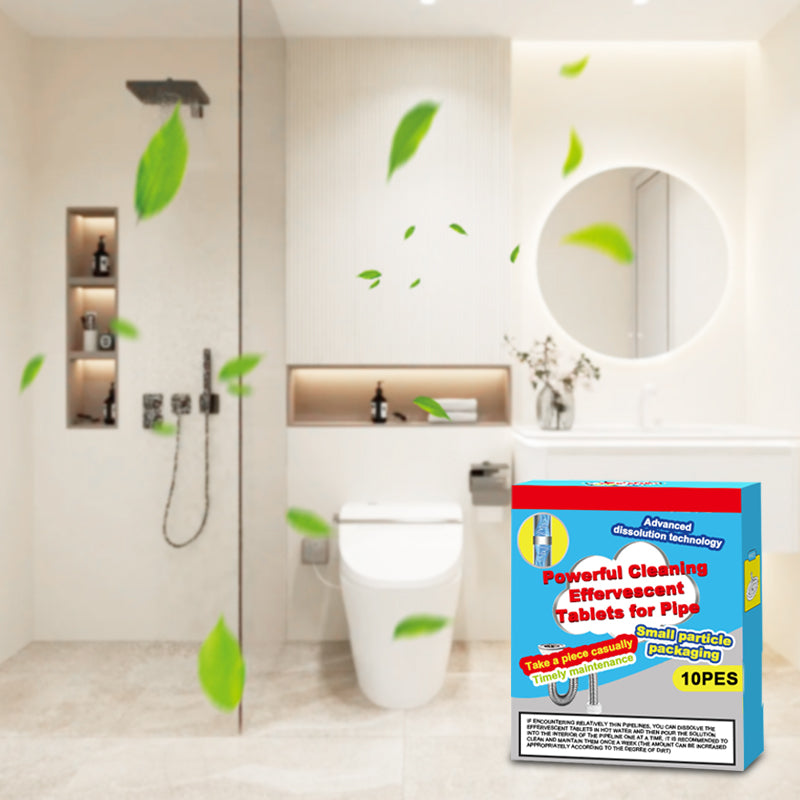 🔥40% OFF ❤️Powerful Cleaning Effervescent Tablets for Pipe🫧, Fast Dissolve Hair Grease Clogs✨, Deodorizing Antibacterial Pipe Cleaner for Sink Toilet Floor Drain🏠 — Devareon®