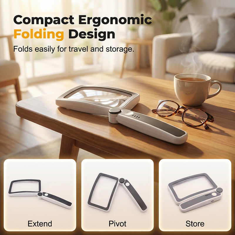 Devareon® Folding Handheld Magnifying Glass with Light for Reading