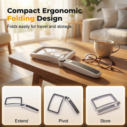 Devareon® Folding Handheld Magnifying Glass with Light for Reading