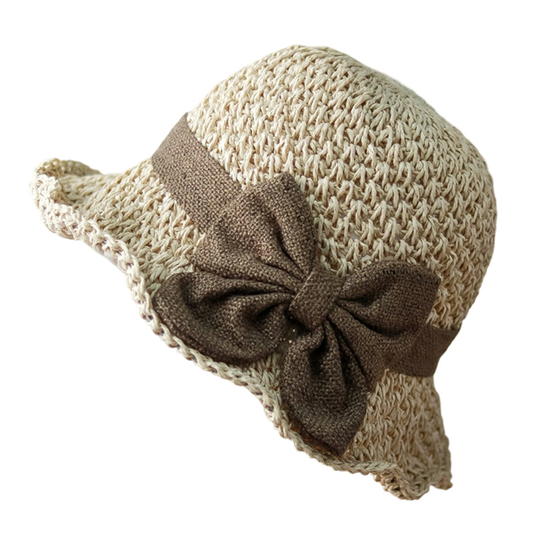 🌞 Elegant Woven Straw Sun Hat with Bow – Breathable, Foldable & Perfect for Beach & Travel 👒-Devareon®