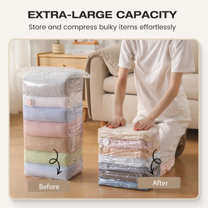 Devareon®🧳💨 40% OFF! No‑Pump Vacuum Storage Bags – Press & seal, no pump needed. Saves 80% space, keeps clothes dry & dust‑free. Perfect for bulky bedding & off‑season gear. 🛏️🗄️