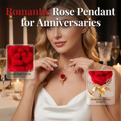 Devareon® Elegant Red Rose Pendant Necklace