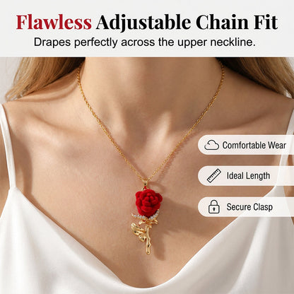 Devareon® Elegant Red Rose Pendant Necklace