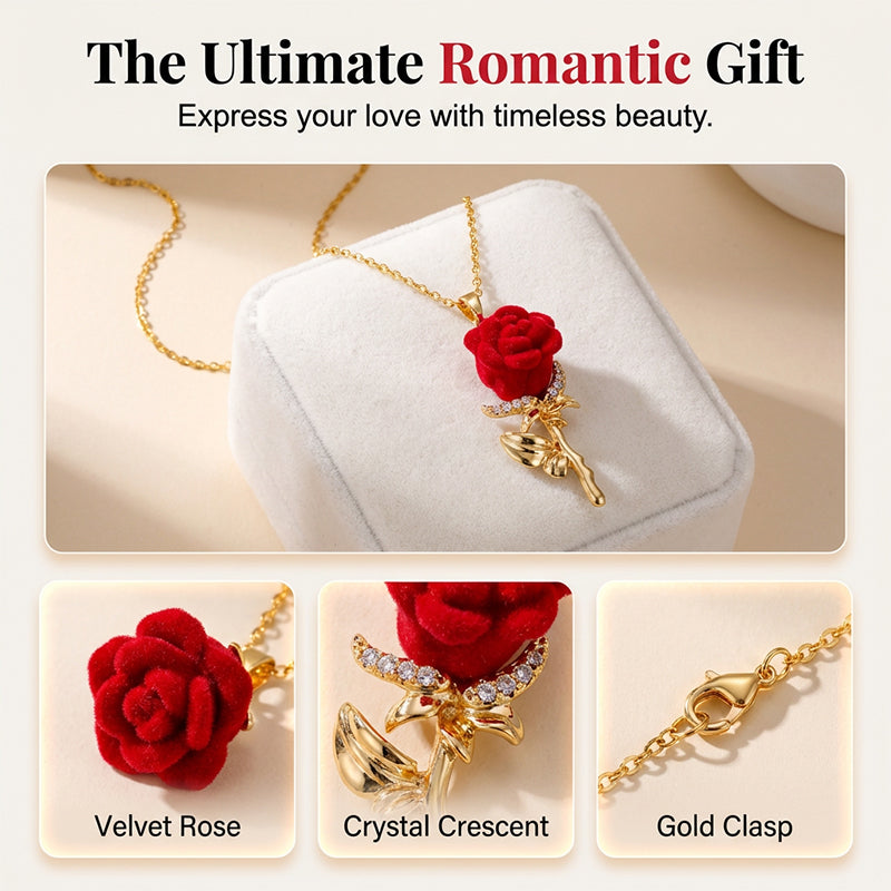 Devareon® Elegant Red Rose Pendant Necklace