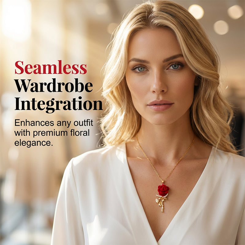 Devareon® Elegant Red Rose Pendant Necklace