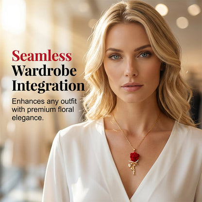 Devareon® Elegant Red Rose Pendant Necklace