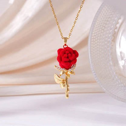 Devareon® Elegant Red Rose Pendant Necklace