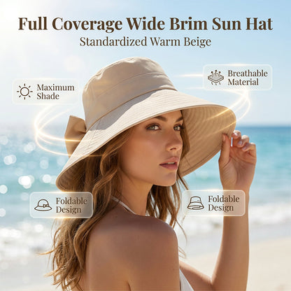 Devareon® Women's Bowknot Wide Brim Sun Protective Hat