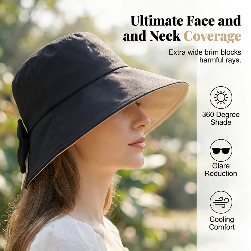 Devareon® Women's Bowknot Wide Brim Sun Protective Hat