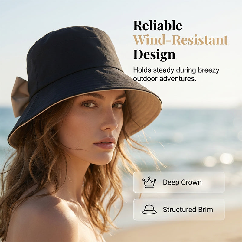 Devareon® Women's Bowknot Wide Brim Sun Protective Hat
