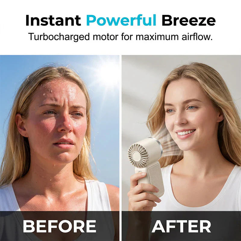 Devareon®🥳2026 HOT SALE🥳50K+ SOLD!❄️  Turbo Handheld Fan – 16900 RPM, 6 speeds, LED display. 3000mAh battery, 10.7hrs cooling. Pocket‑sized power!