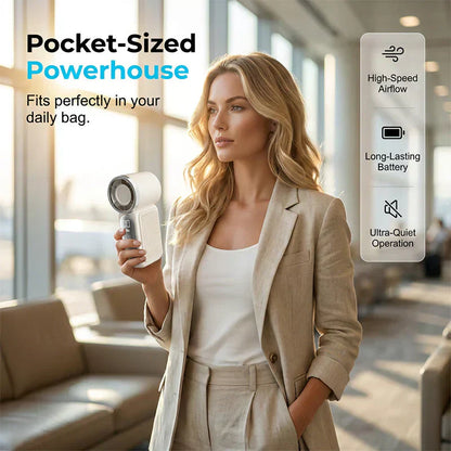 Devareon®🥳2026 HOT SALE🥳50K+ SOLD!❄️  Turbo Handheld Fan – 16900 RPM, 6 speeds, LED display. 3000mAh battery, 10.7hrs cooling. Pocket‑sized power!