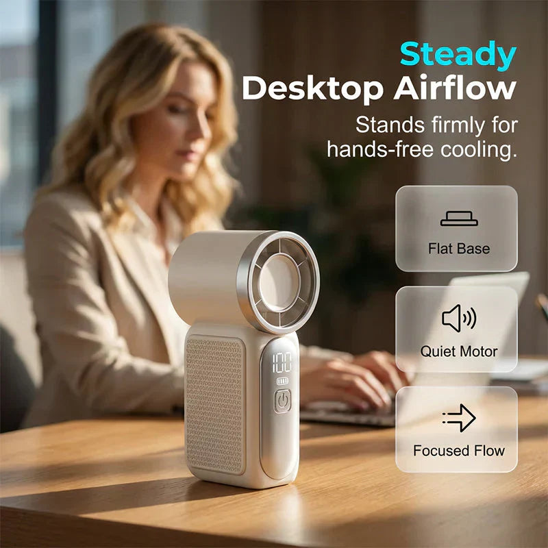 Devareon®🥳2026 HOT SALE🥳50K+ SOLD!❄️  Turbo Handheld Fan – 16900 RPM, 6 speeds, LED display. 3000mAh battery, 10.7hrs cooling. Pocket‑sized power!