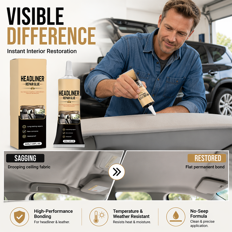 🎉49K+ Sold 🚗 Sagging Car Headliner Repair Glue ✨ Strong Waterproof Adhesive for Quick DIY Interior Restoration — Devareon®