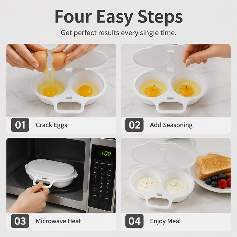 🎁2026 New Arrivals 50% OFF💥Perfect Eggs in 2 Minutes!⏱️ No Oil, No Mess, Easy Clean & Fast Breakfast | Microwave Egg Poacher — Devareon®