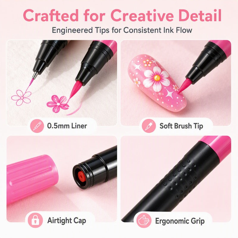 💅🎨 40% OFF! 24-Color Dual-Tip Nail Art Pens ✨ DIY Your Own Halloween, Christmas & Everyday Nail Designs 🎃🎄| Devareon®