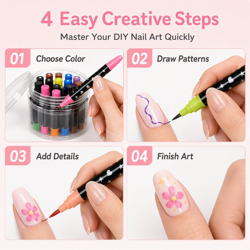 💅🎨 40% OFF! 24-Color Dual-Tip Nail Art Pens ✨ DIY Your Own Halloween, Christmas & Everyday Nail Designs 🎃🎄| Devareon®