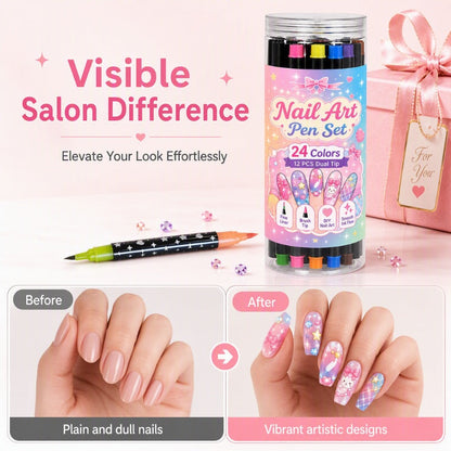 💅🎨 40% OFF! 24-Color Dual-Tip Nail Art Pens ✨ DIY Your Own Halloween, Christmas & Everyday Nail Designs 🎃🎄| Devareon®