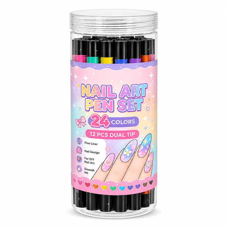 💅🎨 40% OFF! 24-Color Dual-Tip Nail Art Pens ✨ DIY Your Own Halloween, Christmas & Everyday Nail Designs 🎃🎄| Devareon®