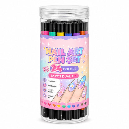 💅🎨 40% OFF! 24-Color Dual-Tip Nail Art Pens ✨ DIY Your Own Halloween, Christmas & Everyday Nail Designs 🎃🎄| Devareon®